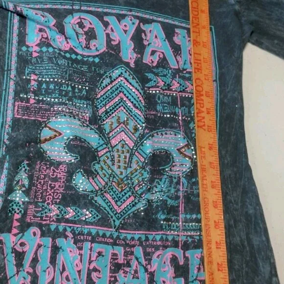 Vintage Y2K Buckle Daytrip Shirt Large Fleur Dis Lis Long Sleeve Lace Studded - Picture 9 of 16